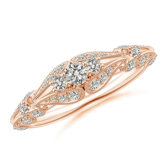 ANGARA Natural Diamond Anniversary Ring with Paisley Motifs in 14K Rose Gold for Women (Size-2.9mm| Color-K| Clarity-I3) | April Birthstone, Anniversary, Jewelry Gift for Women | Natural Diamond Ring