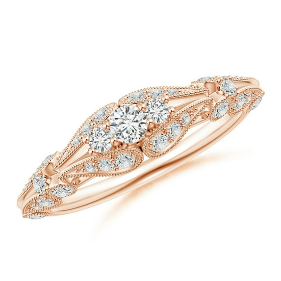 ANGARA Natural Diamond Anniversary Ring with Paisley Motifs in 14K Rose Gold for Women (Size-2.9mm| Color-H| Clarity-SI2) | April Birthstone, Anniversary Jewelry Gift for Women | Natural Diamond Ring