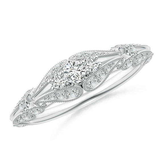 ANGARA Natural Diamond Anniversary Ring with Paisley Motifs in 14K White Gold for Women (Size-2.9mm| Color-H| Clarity-SI2) | Anniversary, Jewelry Gift for Women | Natural Diamond Ring