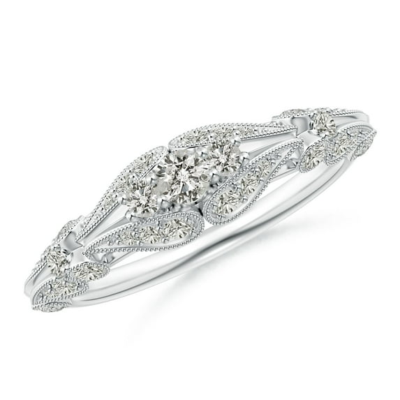 ANGARA Natural Diamond Anniversary Ring with Paisley Motifs in 14K White Gold for Women (Size-2.9mm| Color-K| Clarity-I3) | April Birthstone, Anniversary Jewelry Gift for Women | Natural Diamond Ring