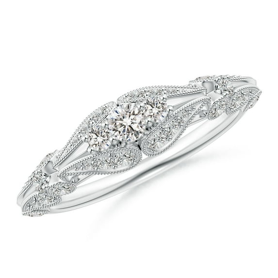 ANGARA Natural Diamond Anniversary Ring with Paisley Motifs in 14K White Gold for Women (Size-2.9mm| Color-I-J| Clarity-I1-I2) | Anniversary, Jewelry Gift for Women | Natural Diamond Ring