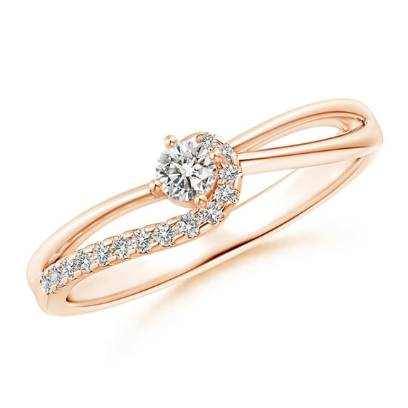 ANGARA Natural 0.11 Ct. Diamond Fashion Promise Ring in 14K Rose Gold for Women (Ring Size: 3.5)
