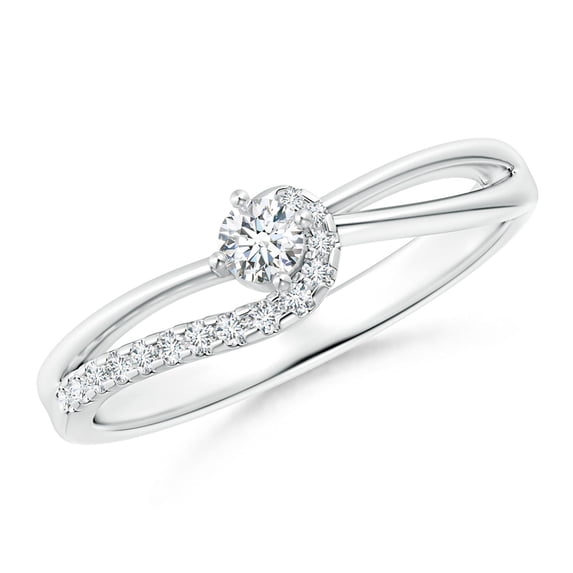 ANGARA Natural Solitaire Diamond Swirl Promise Ring in 14K White Gold for Women (Size-3mm| Color-G| Clarity-VS2) | April Birthstone, Anniversary, Jewelry Gift for Women | Natural Diamond Ring
