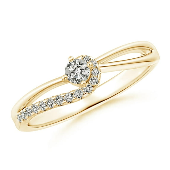 ANGARA Natural 0.11 Ct. Diamond Fashion Promise Ring in 14K Yellow Gold for Women (Ring Size: 3.5)