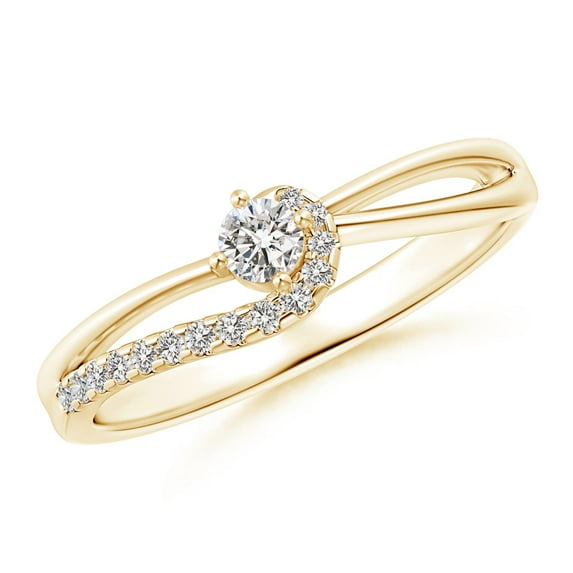ANGARA Natural 0.11 Ct. Diamond Fashion Promise Ring in 14K Yellow Gold for Women (Ring Size: 3.5)