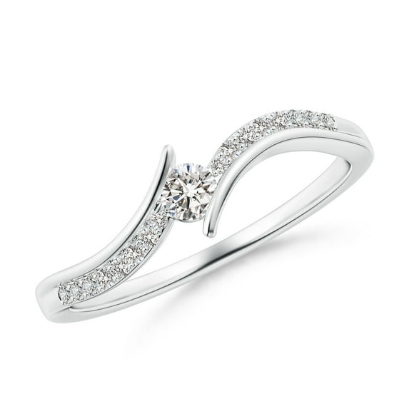 ANGARA Natural 0.11 Ct. Diamond Fashion Ring in 14K White Gold for Women (Ring Size: 3)