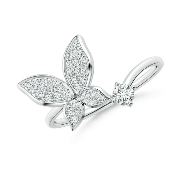 ANGARA Natural Diamond Butterfly Bypass Ring in 14K White Gold for Women (Size-3mm | Color-G | Clarity-VS2) | April Birthstone, Birthday, Anniversary, Jewelry Gift for Women | Natural Diamond Ring
