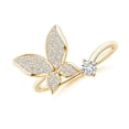 thumbnail image 1 of ANGARA Natural Diamond Butterfly Bypass Ring in 14K Yellow Gold for Women (Size-3mm | Color-H | Clarity-SI2) | April Birthstone, Birthday, Anniversary, Jewelry Gift for Women | Natural Diamond Ring, 1 of 9