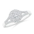 thumbnail image 1 of ANGARA Natural Diamond Halo Split Shank Engagement Ring in 14K White Gold for Women (Size-3mm| Color-G| Clarity-VS2) | April Birthstone, Anniversary, Jewelry Gift for Women | Natural Diamond Ring, 1 of 8