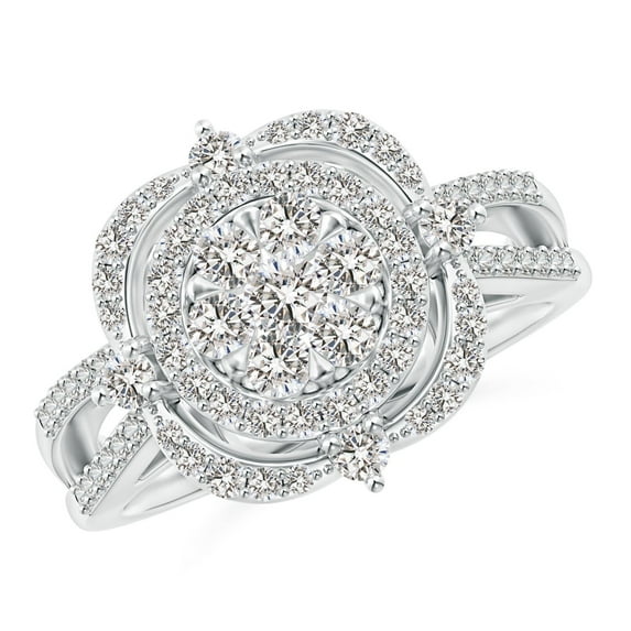 ANGARA Natural Diamond Cluster Engagement Ring in 14K White Gold for Women (Size-3mm| Color-I-J| Clarity-I1-I2) | April Birthstone, Anniversary, Jewelry Gift for Women | Natural Diamond Ring