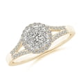 thumbnail image 1 of ANGARA Natural Diamond Halo Split Shank Engagement Ring in 14K Yellow Gold for Women (Size-3mm| Color-K| Clarity-I3) | April Birthstone, Anniversary, Jewelry Gift for Women | Natural Diamond Ring, 1 of 9