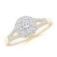 thumbnail image 1 of ANGARA Natural Diamond Halo Split Shank Engagement Ring in 14K Yellow Gold for Women (Size-3mm| Color-G| Clarity-VS2) | April Birthstone, Anniversary, Jewelry Gift for Women | Natural Diamond Ring, 1 of 9