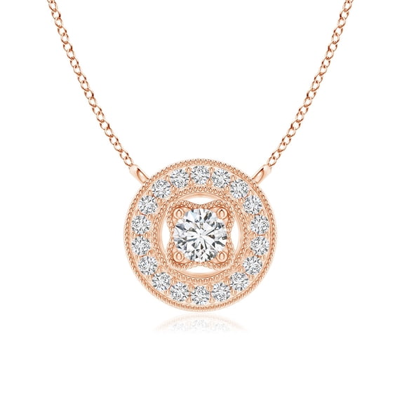 ANGARA Natural 0.11 Ct. Diamond Halo Pendant Necklace in 14K Rose Gold for Women with 18 Inch Chain