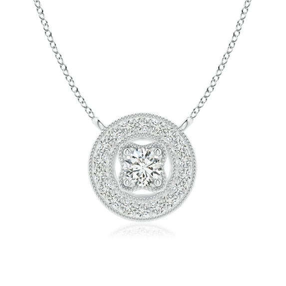 ANGARA Natural 0.11 Ct. Diamond Halo Pendant Necklace in Sterling Silver for Women with 18 Inch Chain