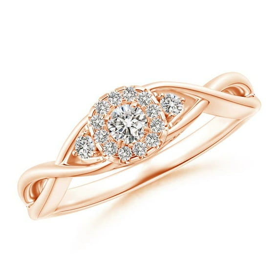 ANGARA Natural Halo Diamond Infinity Promise Ring in 14K Rose Gold for Women (Size-3mm| Color-I-J| Clarity-I1-I2) | April Birthstone, Anniversary, Jewelry Gift for Women | Natural Diamond Ring