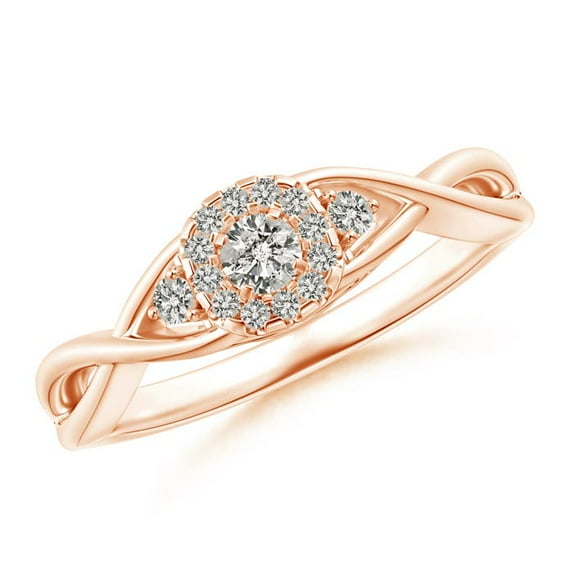 ANGARA Natural Pave-Set Halo Diamond Infinity Promise Ring in 14K Rose Gold for Women (Size-3mm| Color-K| Clarity-I3) | April Birthstone, Anniversary, Jewelry Gift for Women | Natural Diamond Ring