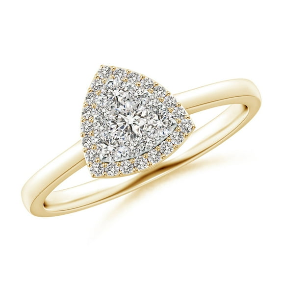 ANGARA Natural 0.11 Ct. Diamond Halo Ring in 14K Yellow Gold for Women (Ring Size: 11.5)