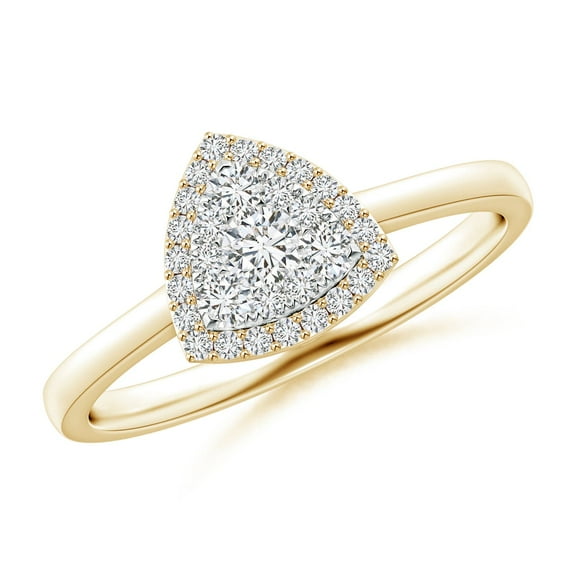 ANGARA Natural 0.11 Ct. Diamond Halo Ring in 14K Yellow Gold for Women (Ring Size: 3.5)