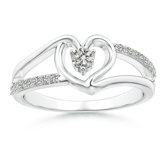 ANGARA Natural 0.11 Ct. Diamond Heart Engagement Ring in 14K White Gold for Women (Ring Size: 11.5)