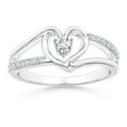 thumbnail image 1 of ANGARA Natural 0.11 Ct. Diamond Heart Engagement Ring in 14K White Gold for Women (Ring Size: 11.5), 1 of 9