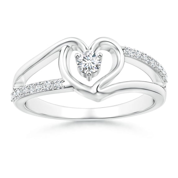 ANGARA Natural 0.11 Ct. Diamond Heart Engagement Ring in 14K White Gold for Women (Ring Size: 11.5)