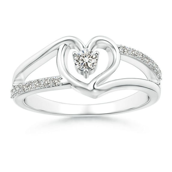 ANGARA Natural Diamond Heart Engagement Ring in 14K White Gold for Women (Size-3mm| Color-I-J| Clarity-I1-I2) | April Birthstone, Anniversary, Jewelry Gift for Women | Natural Diamond Ring