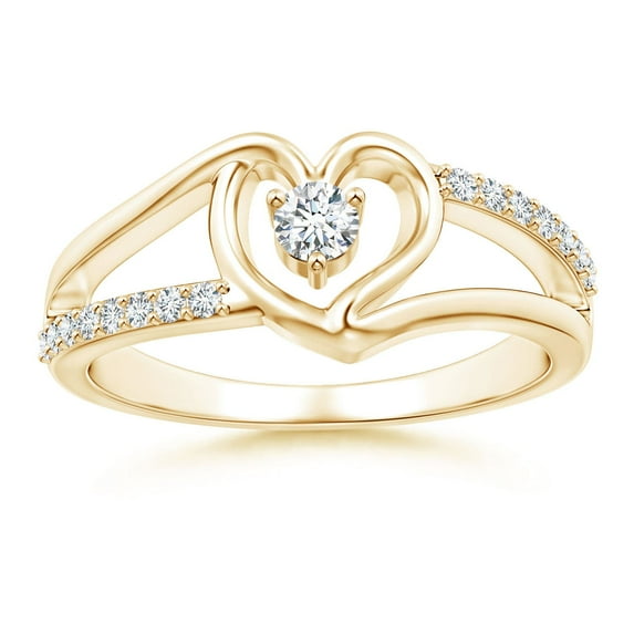 ANGARA Natural Split Shank Diamond Heart Engagement Ring in 14K Yellow Gold for Women (Size-3mm| Color-G| Clarity-VS2) | April Birthstone, Anniversary, Jewelry Gift for Women | Natural Diamond Ring