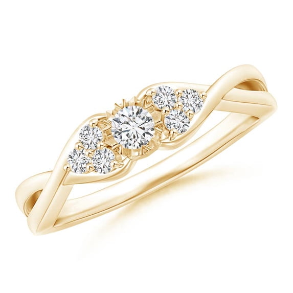 ANGARA Natural 0.11 Ct. Diamond Infinity Promise Ring in 14K Yellow Gold for Women (Ring Size: 3)