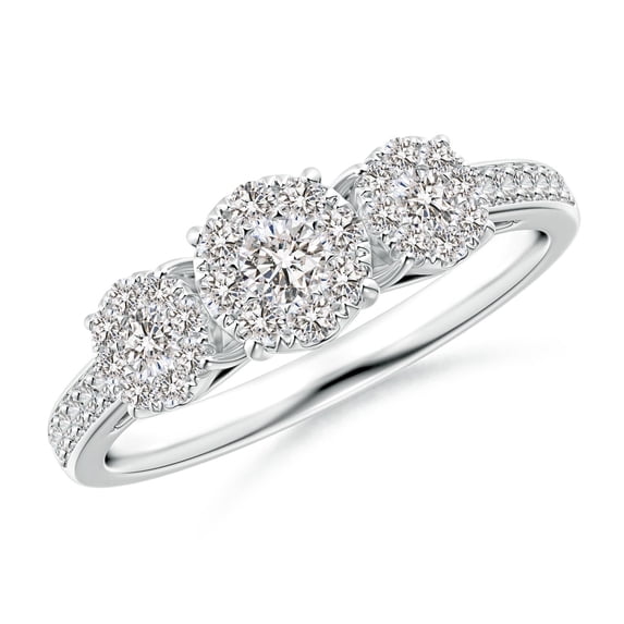 ANGARA Natural Composite Diamond Three Stone Ring in 14K White Gold for Women (Size-3mm| Color-I-J| Clarity-I1-I2) | April Birthstone, Anniversary, Jewelry Gift for Women | Natural Diamond Ring