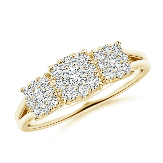 ANGARA Natural 0.11 Ct. Diamond Three Stone Ring in 14K Yellow Gold for Women (Ring Size: 8.5)