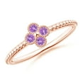 thumbnail image 1 of ANGARA Natural Amethyst Four Leaf Clover Ring with Beaded Shank in 14K Rose Gold for Women (Size-2mm) | February Birthstone, Birthday, Anniversary, Jewelry Gift for Women | Natural Amethyst Ring, 1 of 9
