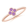 thumbnail image 1 of ANGARA Natural Amethyst Four Leaf Clover Ring with Beaded Shank in 14K Rose Gold for Women (Size-2mm) | February Birthstone, Birthday, Anniversary, Jewelry Gift for Women | Natural Amethyst Ring, 1 of 9