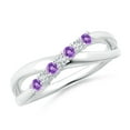 thumbnail image 1 of ANGARA Natural 0.12 Ct. Amethyst with Diamond Classic Ring in 14K White Gold for Women (Ring Size: 11), 1 of 8