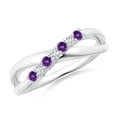 thumbnail image 1 of ANGARA Natural 0.12 Ct. Amethyst with Diamond Classic Ring in 14K White Gold for Women (Ring Size: 6), 1 of 9