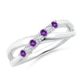 thumbnail image 1 of ANGARA Natural 0.12 Ct. Amethyst with Diamond Classic Ring in 14K White Gold for Women (Ring Size: 7), 1 of 9