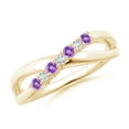 thumbnail image 1 of ANGARA Natural 0.12 Ct. Amethyst with Diamond Classic Ring in 14K Yellow Gold for Women (Ring Size: 12), 1 of 9