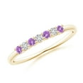 thumbnail image 1 of ANGARA Natural Half Eternity Seven Stone Amethyst and Diamond Wedding Ring in 14K Yellow Gold for Women (Size-2mm) | February Birthstone, Anniversary, Jewelry Gift for Women | Natural Amethyst Ring, 1 of 9