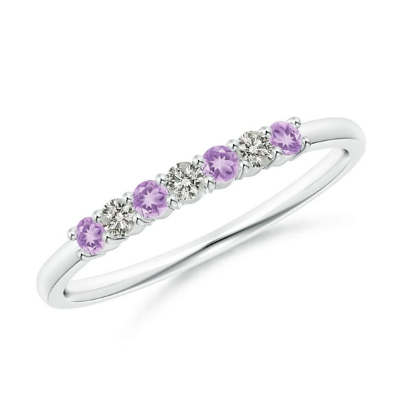 ANGARA Natural Half Eternity 7 Stone Amethyst and Diamond Wedding Ring in 925 Sterling Silver for Women (Size-2mm) | February Birthstone, Anniversary, Jewelry Gift for Women | Natural Amethyst Ring