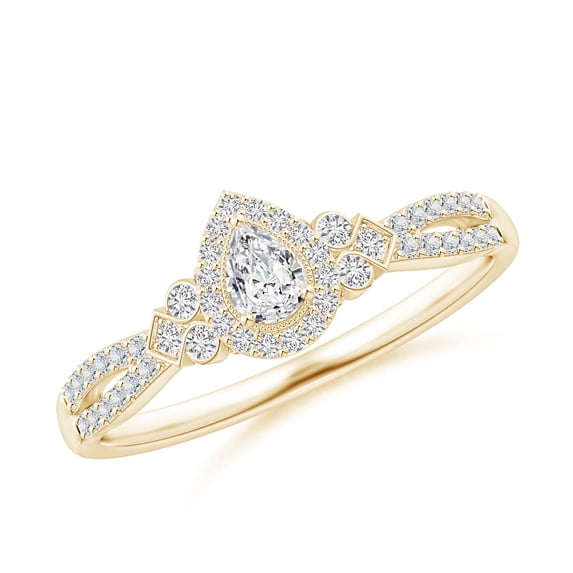 ANGARA Natural 0.12 Ct. Diamond Classic Engagement Ring in 14K Yellow Gold for Women (Ring Size: 3.5)