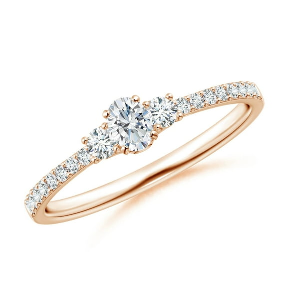 ANGARA Natural 0.12 Ct. Diamond Classic Ring in 14K Rose Gold for Women (Ring Size: 12)