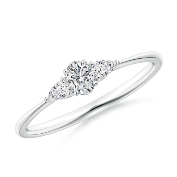 ANGARA Natural and Pear-Shaped Diamond Three Stone Ring in 14K White Gold for Women (Size-4x3mm| Color-H| Clarity-SI2) | April Birthstone, Anniversary, Jewelry Gift for Women | Natural Diamond Ring