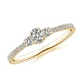 thumbnail image 1 of ANGARA Natural Oval and Diamond Three Stone Ring in 14K Yellow Gold for Women (Size-4x3mm| Color-K| Clarity-I3) | April Birthstone, Anniversary, Jewelry Gift for Women | Natural Diamond Ring, 1 of 8