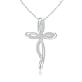 thumbnail image 1 of ANGARA Natural Diamond Ribbon Cross Pendant in 14K White Gold for Women (Size-1.3mm| Color-H| Clarity-SI2) | April Birthstone, Birthday, Anniversary, Jewelry Gift for Women | Natural Diamond Necklace, 1 of 7