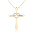 thumbnail image 1 of ANGARA Natural Diamond Heart Knot Cross Pendant in 14K Yellow Gold for Women (Size-1.3mm| Color-H| Clarity-SI2) | April Birthstone, Anniversary, Jewelry Gift for Women | Natural Diamond Necklace, 1 of 7