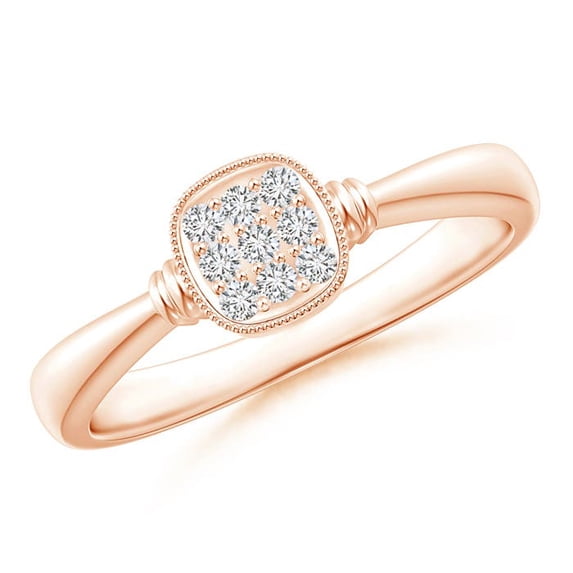 ANGARA Natural 0.12 Ct. Diamond Fashion Promise Ring in 14K Rose Gold for Women (Ring Size: 3)