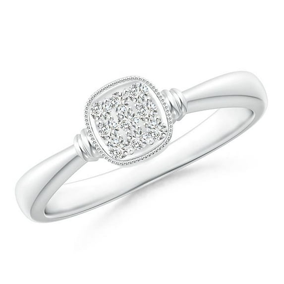 ANGARA Natural 0.12 Ct. Diamond Fashion Promise Ring in 14K White Gold for Women (Ring Size: 12)