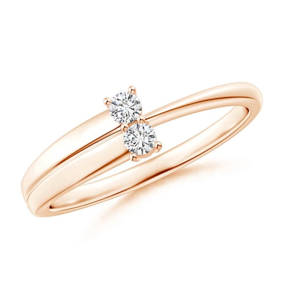 ANGARA Natural 2-Stone Diamond Anniversary Ring in 14K Rose Gold for Women (Size-2.4mm| Color-H| Clarity-SI2) | April Birthstone, Anniversary, Jewelry Gift for Women | Natural Diamond Ring