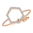 thumbnail image 1 of ANGARA Natural Diamond Open Hexagon Bolo Ring in 14K Rose Gold for Women (Size-1mm | Color-I-J| Clarity-I1-I2) | April Birthstone, Birthday, Anniversary, Jewelry Gift for Women | Natural Diamond Ring, 1 of 8