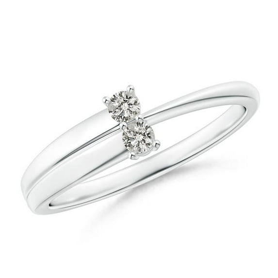 ANGARA Natural 2-Stone Diamond Anniversary Ring in 14K White Gold for Women (Size-2.4mm| Color-K| Clarity-I3) | April Birthstone, Anniversary, Jewelry Gift for Women | Natural Diamond Ring