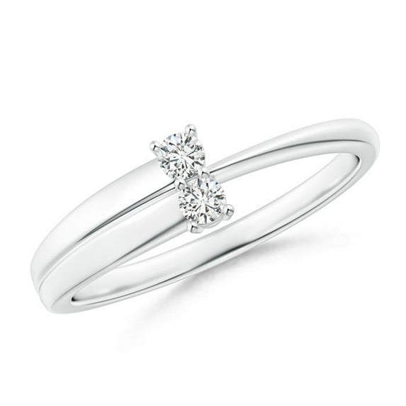 ANGARA Natural 2-Stone Diamond Anniversary Ring in 14K White Gold for Women (Size-2.4mm| Color-H| Clarity-SI2) | April Birthstone, Anniversary, Jewelry Gift for Women | Natural Diamond Ring